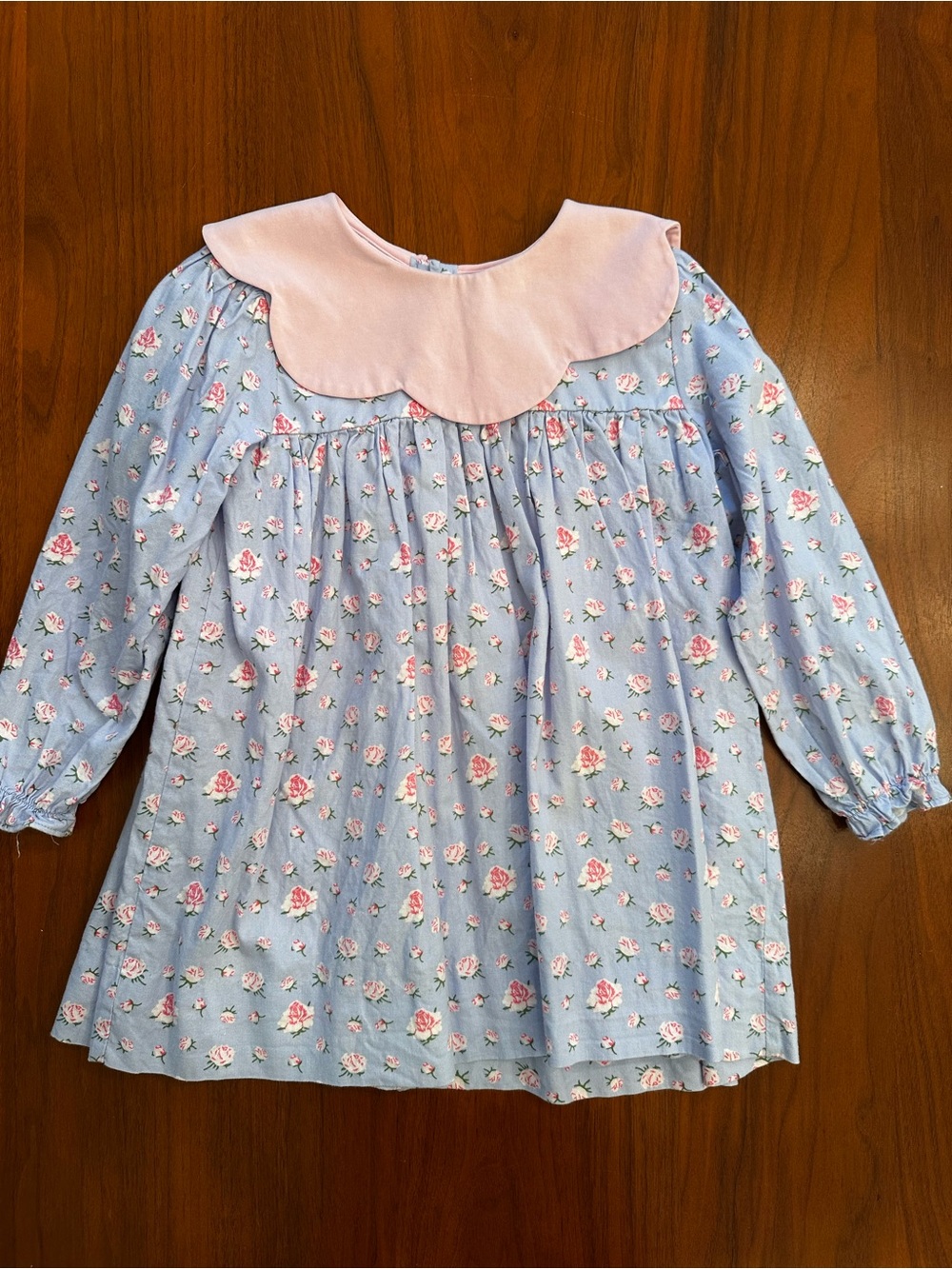 Eliza James Blue Floral Pink Scallop Collar Top size 5